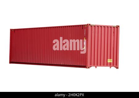 red cargo container for transport and transportation on white background Stock Photo