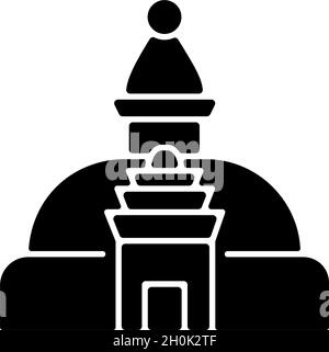 Swayambhu stupa black glyph icon Stock Vector