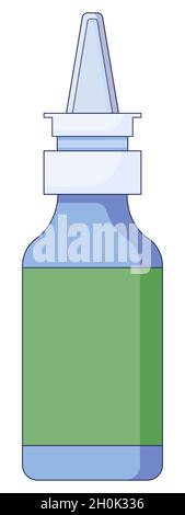 Medical concept. Nasal spray. For colds, flu, cough medicine sprays in the nose in a flat style isolated on a white background.  Stock Vector