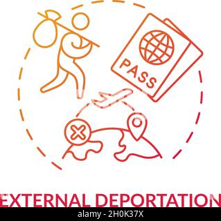 External deportation gradient red concept icon Stock Vector