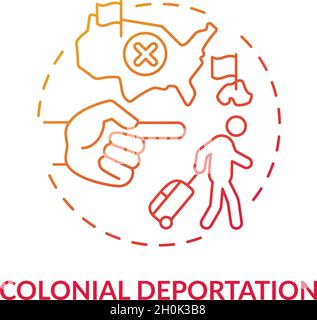 Colonial deportation gradient red concept icon Stock Vector