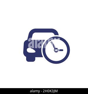ride time icon, car and clock Stock Vector