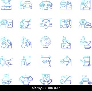 Automation gradient linear vector icons set Stock Vector
