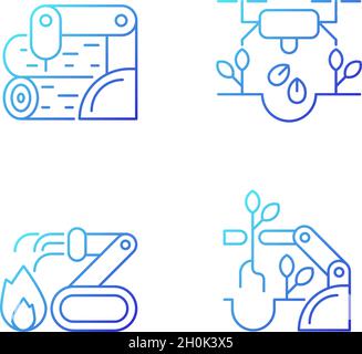 Automation for wellbeing gradient linear vector icons set Stock Vector