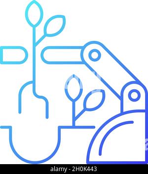 Robots for planting gradient linear vector icon Stock Vector