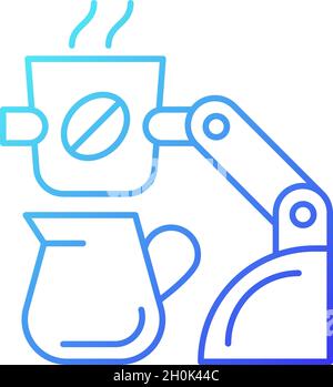 Coffee making robot gradient linear vector icon Stock Vector