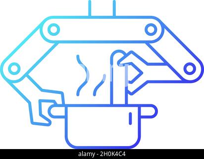 Cooking robots gradient linear vector icon Stock Vector