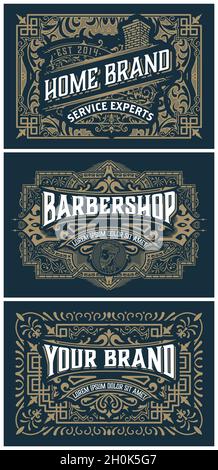 Set of 3 vintage labels for packing Stock Vector