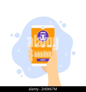 settings app, phone in hand, vector Stock Vector