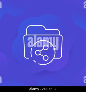 shared folder line icon for web Stock Vector