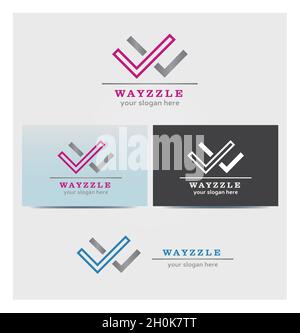 Letter W Icon, Logo for Corporate Business, Card Mock up in Several Colors Stock Vector