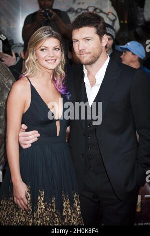 Sam Worthington (Perseus) and girlfriend Crystal, arrive at the 'Wrath of The Titans' European Premiere at BFI IMAX, London Stock Photo