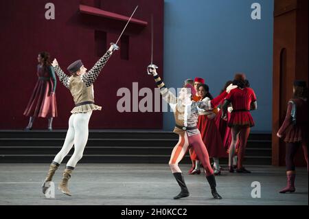 A general view of rehearsals of Romeo and Juliet performed by the National ballet of Canada at Sadler's Wells in London. Stock Photo