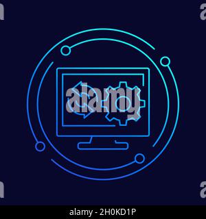 update, new software line vector icon Stock Vector
