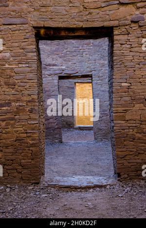 Chaco Canyon Doorways - Pueblo Bonito - New Mexico Stock Photo