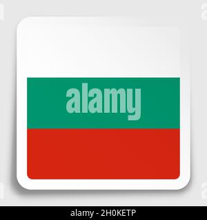 bulgaria flag icon on paper square sticker with shadow. Button for mobile application or web. Vector Stock Vector