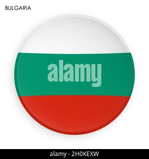 BULGARIA flag icon in modern neomorphism style. Button for mobile application or web. Vector on white background Stock Vector