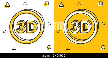 3d text icon in comic style. Word cartoon vector illustration on white isolated background. Stereoscopic technology splash effect business concept. Stock Vector