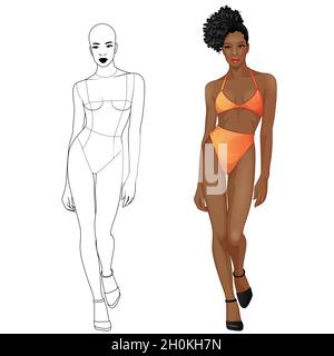 Female Fashion Croquis Template 9Head Fashion Figure Sketch Fashion  Poses  Torang Artwork