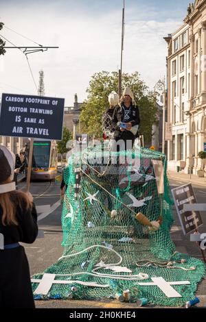 Extinction Rebellion are calling on the Irish Government to urgently increase Marine Protected Areas and ban bottom trawling from Irish waters Stock Photo