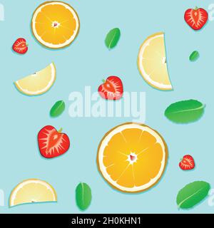 Colorful summer fruity seamless pattern Stock Vector
