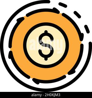 Money shop dollar icon. Outline money shop dollar vector icon color flat isolated Stock Vector