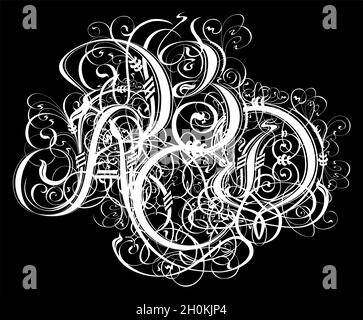 Gothic abstract calligraphy. Uncial Fraktur. Tattoo, T-Shirt Design and Printing, clothes, bags, posters, invitations cards leaflets etc Stock Vector