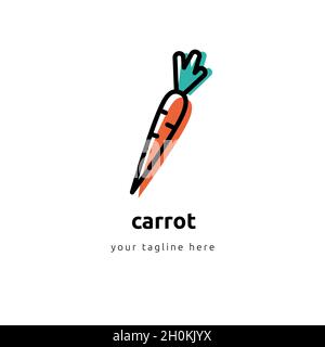flat line color carrot icon. Logo element illustration. carrot design. vector eps 10 .heathy booster concept. Can be used in web, blog and mobile Stock Vector