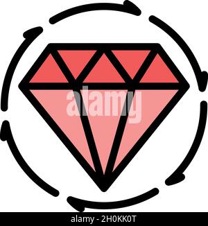 Diamond rating customer icon. Outline diamond rating customer vector icon color flat isolated Stock Vector