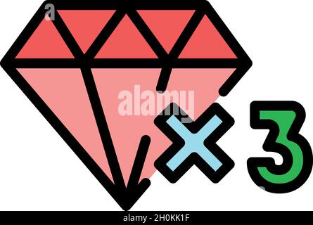 Diamond bonus loyalty icon. Outline diamond bonus loyalty vector icon color flat isolated Stock Vector