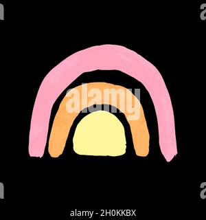 Hand drawn acrilic brush stroke in rainbow shape Stock Vector