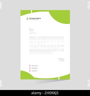 Green colored stylish vector letterhead Stock Vector