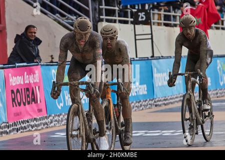 Paris Roubaix 2021 3 Oct 2021 1st Sonny Colbrelli 2nd Florian Vermeersch 3rd Mathieu Van der Poel Stock Photo