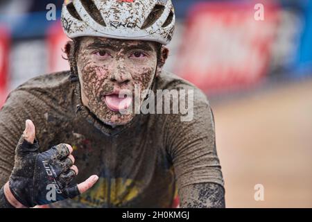 Paris Roubaix Juniors 2021 3 Oct 2021 1st Stian Fredheim 2nd Alec Segaert 3rd Per Strand Hagenes Stock Photo