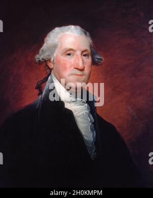 George Washington, portrait painting by Gilbert Stuart, 1798-1800 Stock Photo