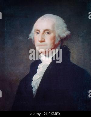 George Washington, portrait painting by Gilbert Stuart, circa 1803 Stock Photo