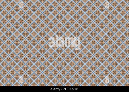 Retro floral geometric pattern. Cute vintage abstract fashion background design for decoration, wallpaper, wrapping paper. Flower and squares repeatin Stock Photo