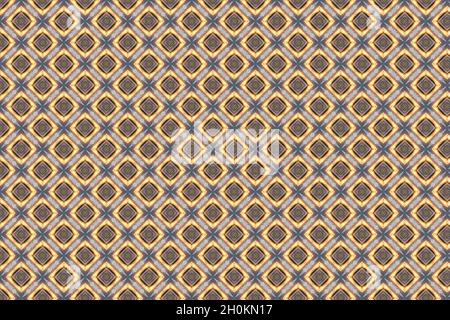 Retro geometric pattern. Cute vintage abstract fashion background design for decoration, wallpaper, wrapping paper. Brown grey, yellow square repeatin Stock Photo