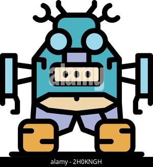 Robot transformer icon. Outline robot transformer vector icon color flat isolated Stock Vector