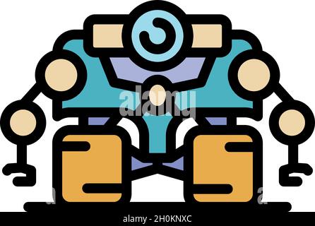 Super space robot icon. Outline super space robot vector icon color flat isolated Stock Vector