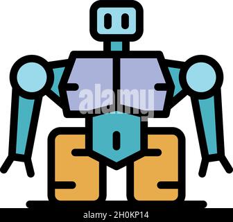Super robot icon. Outline super robot vector icon color flat isolated Stock Vector