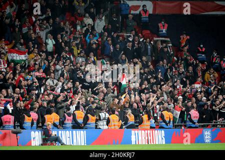 London, UK. 12th Oct, 2021. Hungary fans at the England v Hungary World Cup Qualifier, at Wembley Stadium, London, UK on 12th October, 2021. Credit: Paul Marriott/Alamy Live News Stock Photo