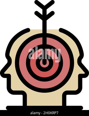 Arrow in the target two heads icon. Outline arrow in the target two heads vector icon color flat isolated Stock Vector