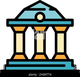 Courthouse icon. Outline courthouse vector icon color flat isolated Stock Vector
