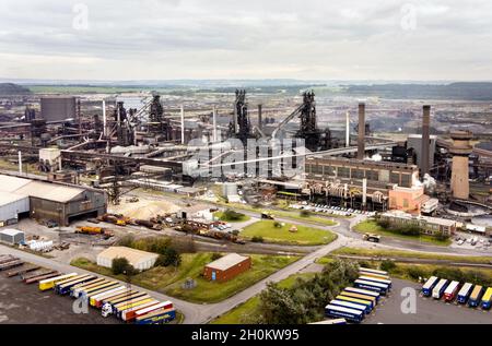 A general view taken by drone of the British Steel Ltd steelworks in Scunthorpe, North Lincolnshire. A taxpayer-backed support package for energy-intensive businesses hit by the surge in gas prices may be no more than a 'flimsy sticking plaster', industry leaders have warned. It is thought the total package could run to hundreds of millions of pounds, with industries such as ceramics and paper as well as steel manufacturing among those likely to seek support. Picture date: Wednesday October 13, 2021. Stock Photo