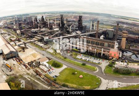 EDITORS NOTE: This photo is a panorama created by stitching multiple photograph of the same scene together. A general view of the British Steel Ltd steelworks in Scunthorpe, North Lincolnshire. A taxpayer-backed support package for energy-intensive businesses hit by the surge in gas prices may be no more than a 'flimsy sticking plaster', industry leaders have warned. It is thought the total package could run to hundreds of millions of pounds, with industries such as ceramics and paper as well as steel manufacturing among those likely to seek support. Picture date: Wednesday October 13, 2021. Stock Photo