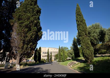 Italy, Rome, Colle Oppio (Oppian Hill) and Colosseum Stock Photo