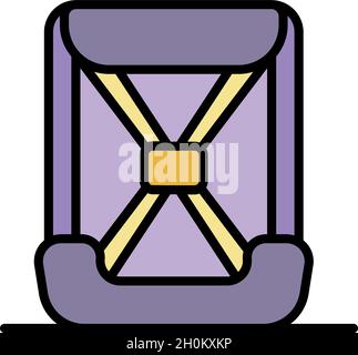 Baby car seat icon. Outline baby car seat vector icon color flat isolated Stock Vector