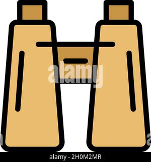Binoculars icon. Outline binoculars vector icon color flat isolated Stock Vector