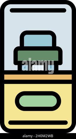 Order taxi from smartphone icon. Outline order taxi from smartphone vector icon color flat isolated Stock Vector
